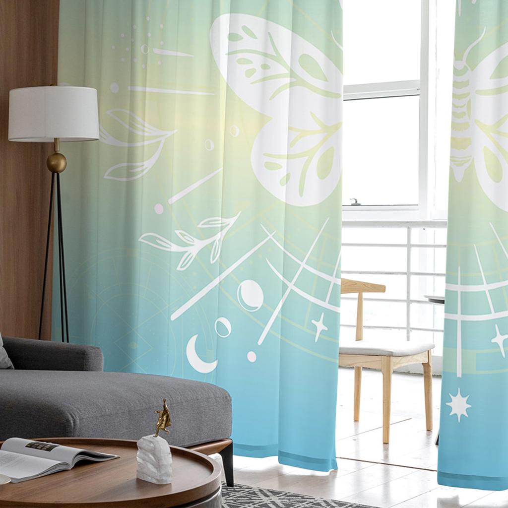 Schmetterling Farbverlauf Linie Blatt Stern Mond Voile Transparente Vorhänge Wohnzimmer Fenster Tüllvorhang Küche Schlafzimmer Vorhänge Heimdeko