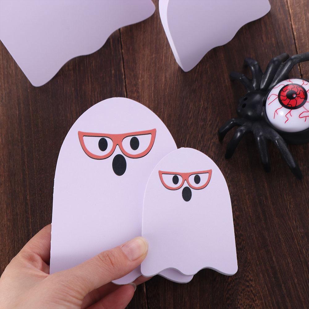4pcs/set Creative Wooden Halloween Ghost Decor Cute Unique White Ghost Signs Cartoon Funny Ghost Tabletop Decorations Home