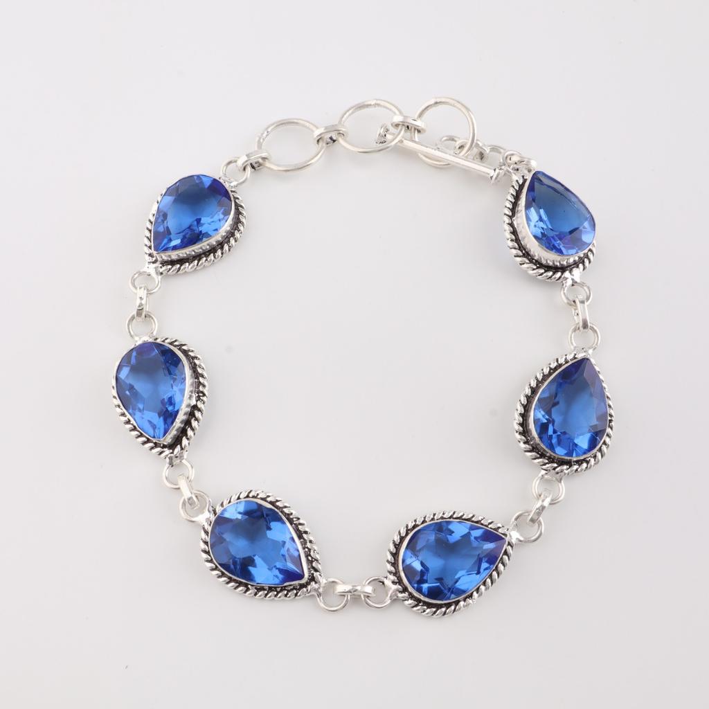 Rare Tanzanite Gemstone 925 Sterling Silver Jewelry Handmade Boho Bracelet 7-9" RB-18-1