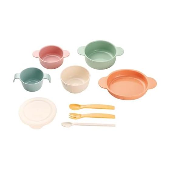 Combi First Baby Food, Umbrella Tableware, Storage Jozu P, 9 Piece Set