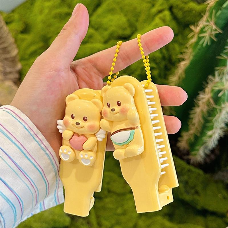 Cute Butter Bear Foldable Head Massage Combs Cartoon Portable Airbag Hair Comb Hair Brush Folding Massage Comb Styling Tools