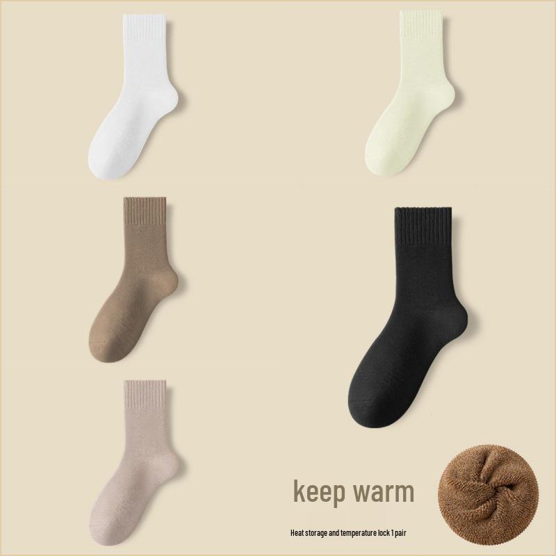 

Женские очень толстые зимние махровые носки с флисовой подкладкой, длиной до середины икры, чисто белые One size; 5 pairs in a frosted bag