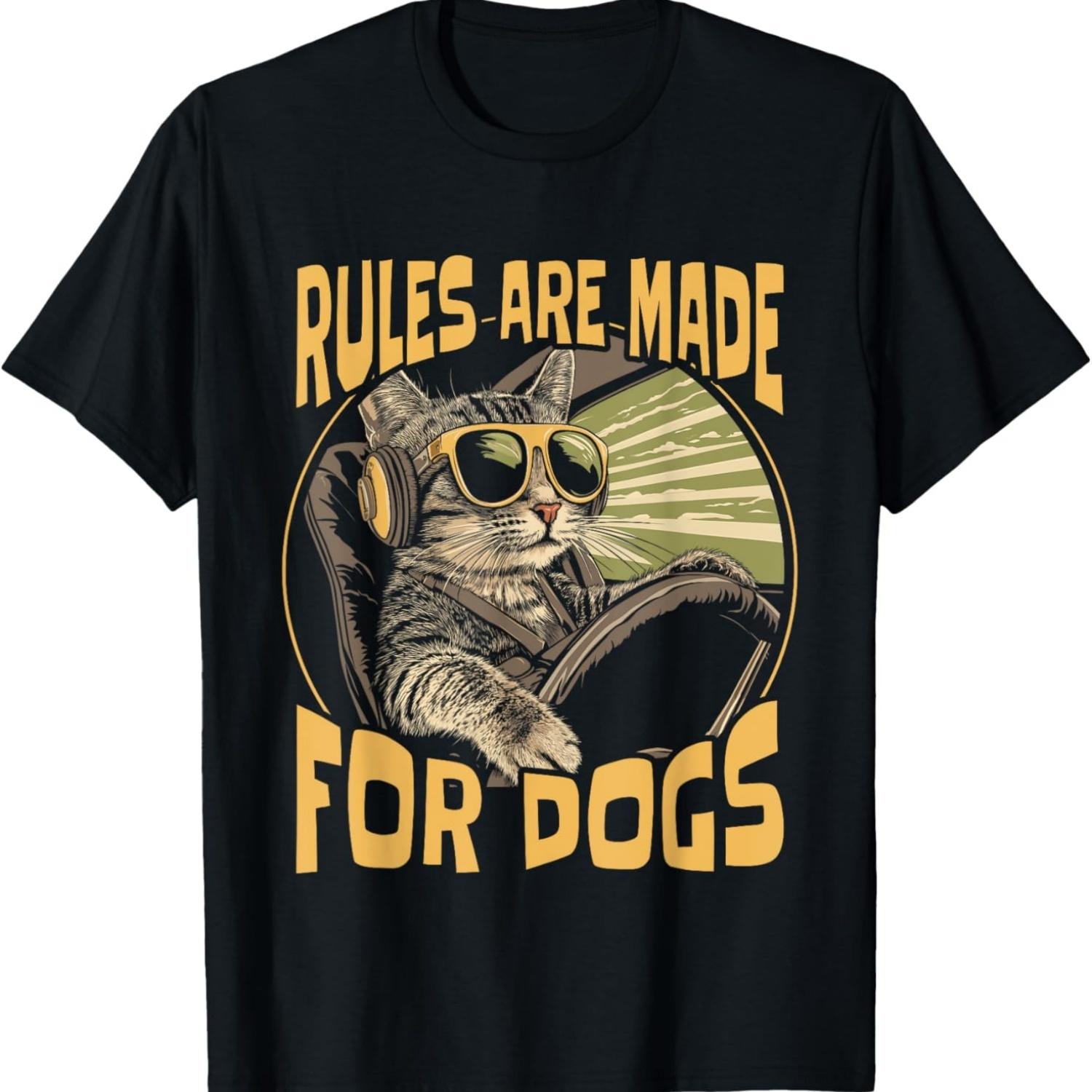 

Funny Cat Lover - Rules Are Made for Dogs Driving Cat T-Shirt for Men Women Girls Kids(2) XXXXXL чорний