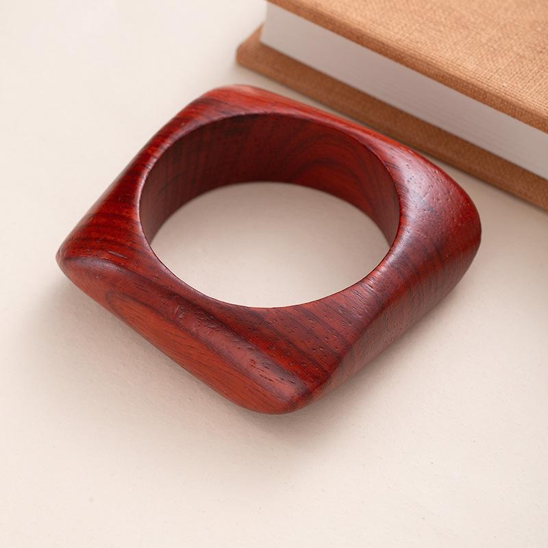 Personality Trendy Cool Exaggerated Wooden Bracelet Literary Retro Square Wood Bracelet Accessories Hand Jewelry Niche High Sense