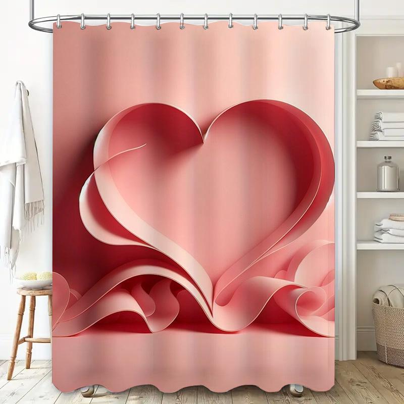 

3D Heart Design Shower Curtain For Bathroom Decoration W60H190(CM)-1 Pcs