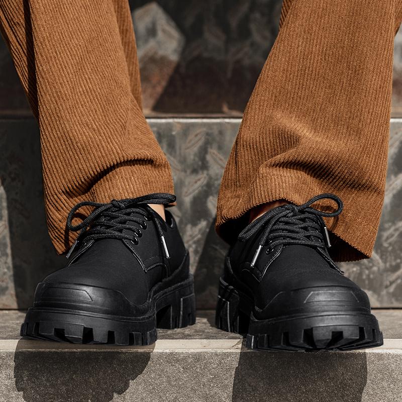 Męskie casualowe buty z okrągłym noskiem Modny miejski styl Rekreacja na świeżym powietrzu Biznesowe przyjęcie Biuro Młodzieżowe buty do chodzenia na grubej podeszwie