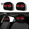 Polyester Seat Covers 2Pcs Spooky Car Headrest Covers, Cartoon Evil Face Auto Protectors, Elastic Protectors for Cars Trucks SUVs Easy