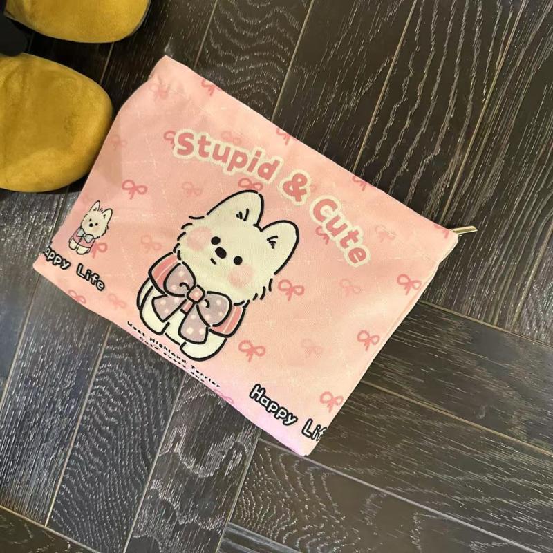 

Kawaii Pink Puppy Cosmetic Bag Cute Large Capacity Makeup Bag Travel Toiletry Storage Bag Zipper Organizer Bag Girls Gifts 1pc