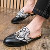 Trend New Men's Leopard Pattern Half Slippers Driving Shoes Male Mixed Casual Mules Moccasins Breathable Loafers Zapatos Hombre