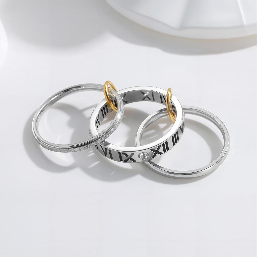 European-American Titanium Steel Stackable Finger Ring - Niche Design