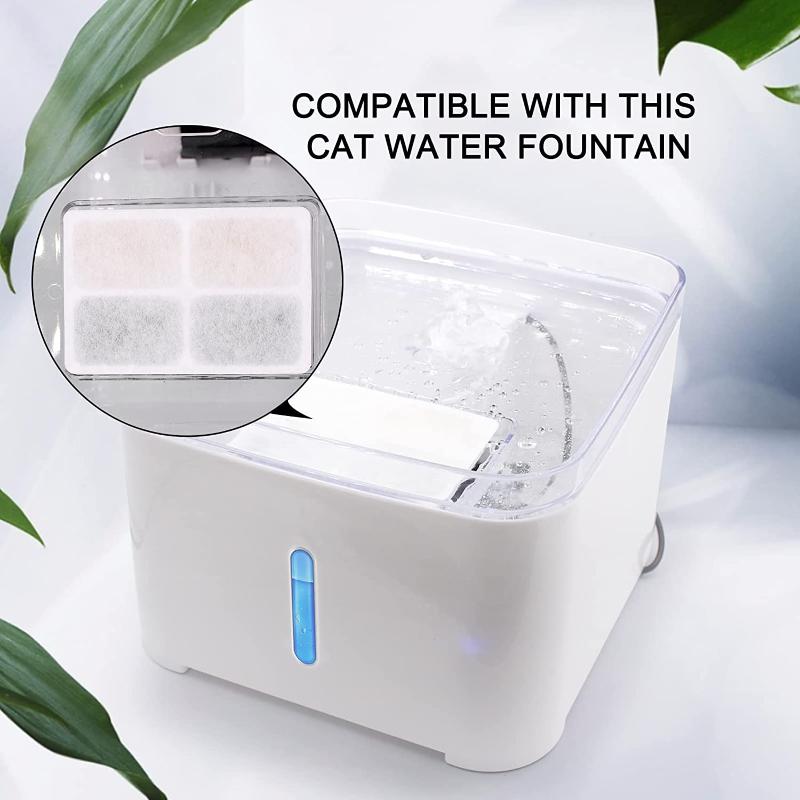 Cat Water Fountain Filters Pet Fountain Replacement Filters with Coconut Activated Carbon Suitable for 2L Water Dispenser