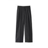 MUJI Women's Hemp Blend Twill Pleated Wide-Leg Pants