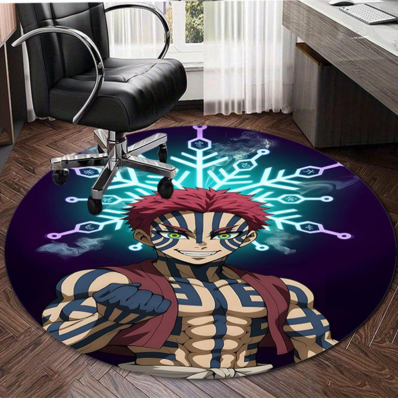 1pc Demon Slayer2 Design Printed Area Round Carpet for Bedroom Living Room Home Decor Rugs Mat Non Slip Mat Rug for Bedside