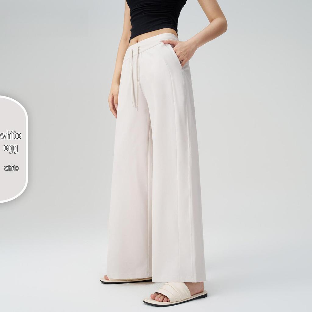 Women's High Waist Wide Leg Yoga Pants with Sun Protection and Pockets