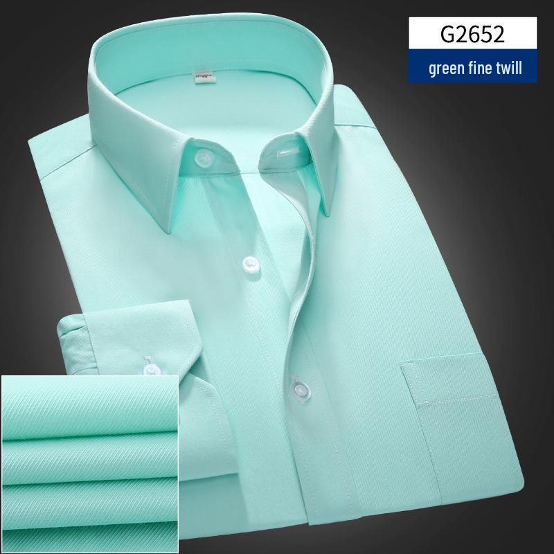 Men's Solid Color Long-Sleeve Business Shirt - Formal Workwear