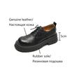 Fashion NEW Spring/Autumn Women Shoes Genuine Leather Shoes for Women Round Toe Chunky Heel Shoes Casual Lace-up Platform Women Pumps