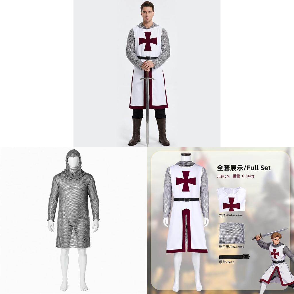 Medieval Knight Cosplay Costume With Polyester Fabric For Game Anime Roleplaying