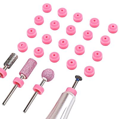 10Pcs Pink Silicone Dustproof Protector Sleeves for 2/32" Nail Drill Bits, Dust Proof Covers for Nail File Machine