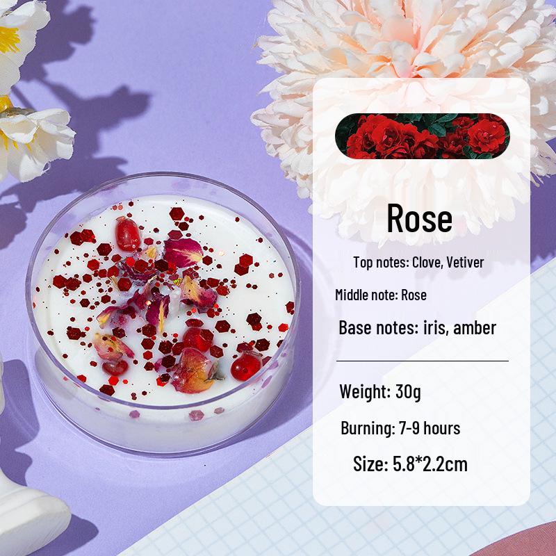 Scented Soy Wax Candles with Dried Flowers and Glitter - Crystal Shell Collection Gift Set