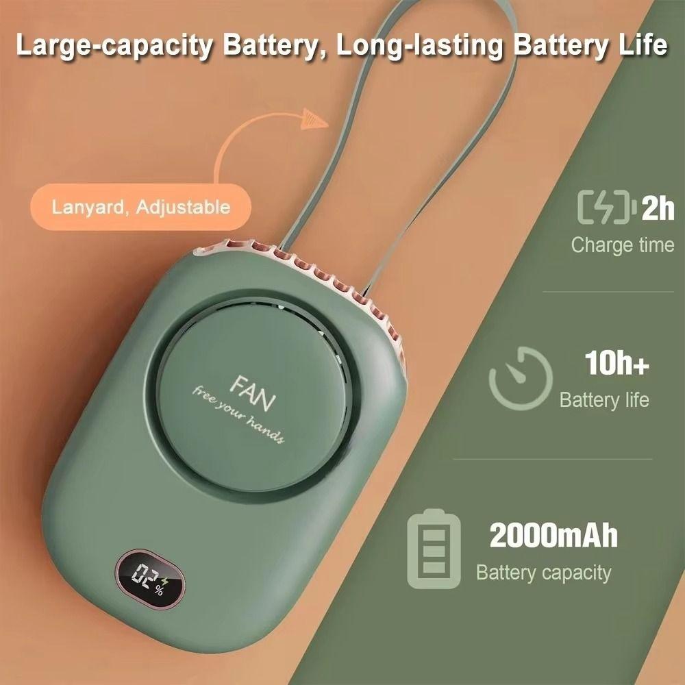 Adjustable Lanyard Hanging Neck Fan USB Rechargeable Portable Mini Fan  Outdoor Camping