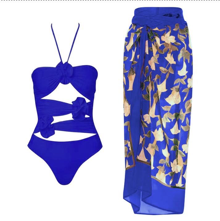 2024 European & American 3D Flower One-Piece Swimsuit – Sexy Vacation Beach Style