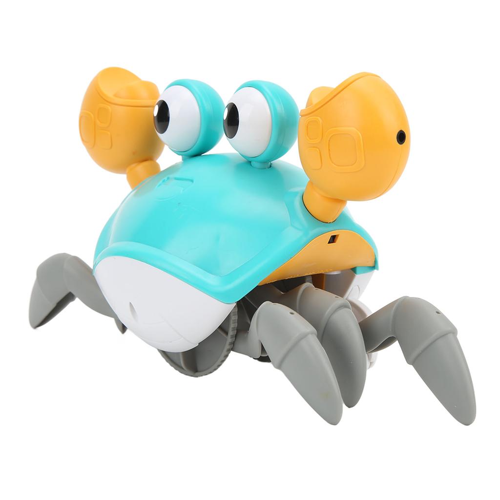 Crab Crawling Toy USB Rechargeable Automatically Avoid Obstacles Crawling Crab Baby Toy with Music and LightBlue