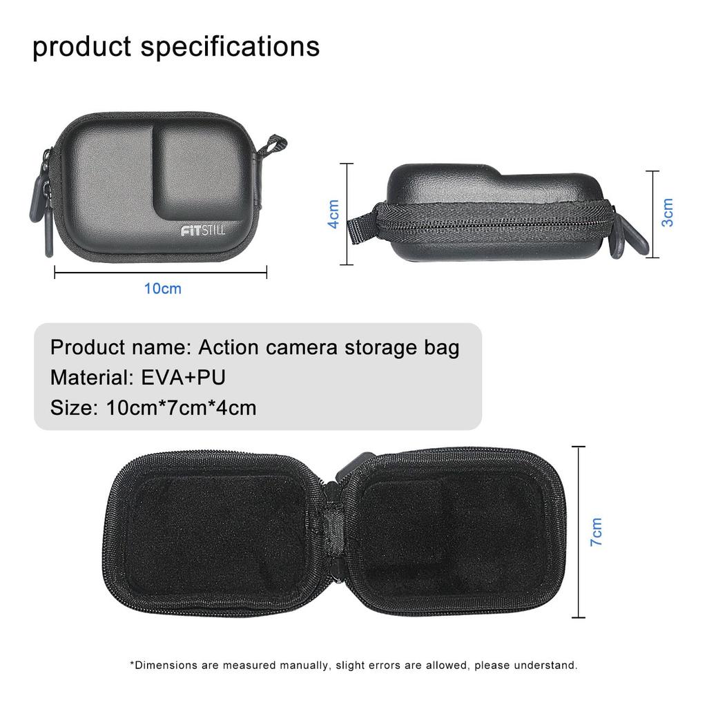 FiTSTILL PU Černý Mini Přenosný Ochranný Tvrdý Skořepinový Cestovní Úložný Tvrdý Kufr Kompatibilní s Insta360 Ace Pro Horolezecká Spona Insta 360 Akční Kamera