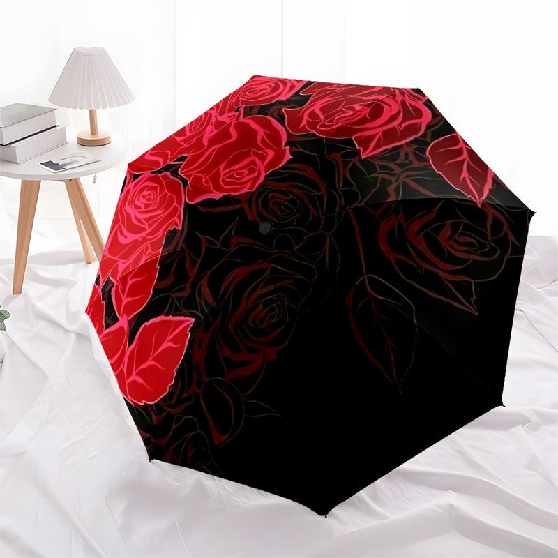 1pc Rose Pattern Automatic Open/close, All-Season Portable Folding Umbrella for Friends, Travel, Everyday, Events yy250812144