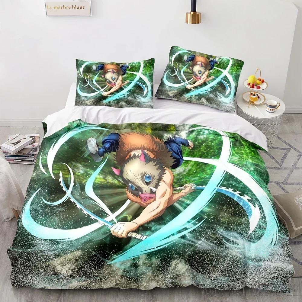 Demon Slayer Agatsuma Zenitsu Duvet Cover Set HD Comforter Cover for Kids Bedding Sets Bedclothes Bedroom Decor