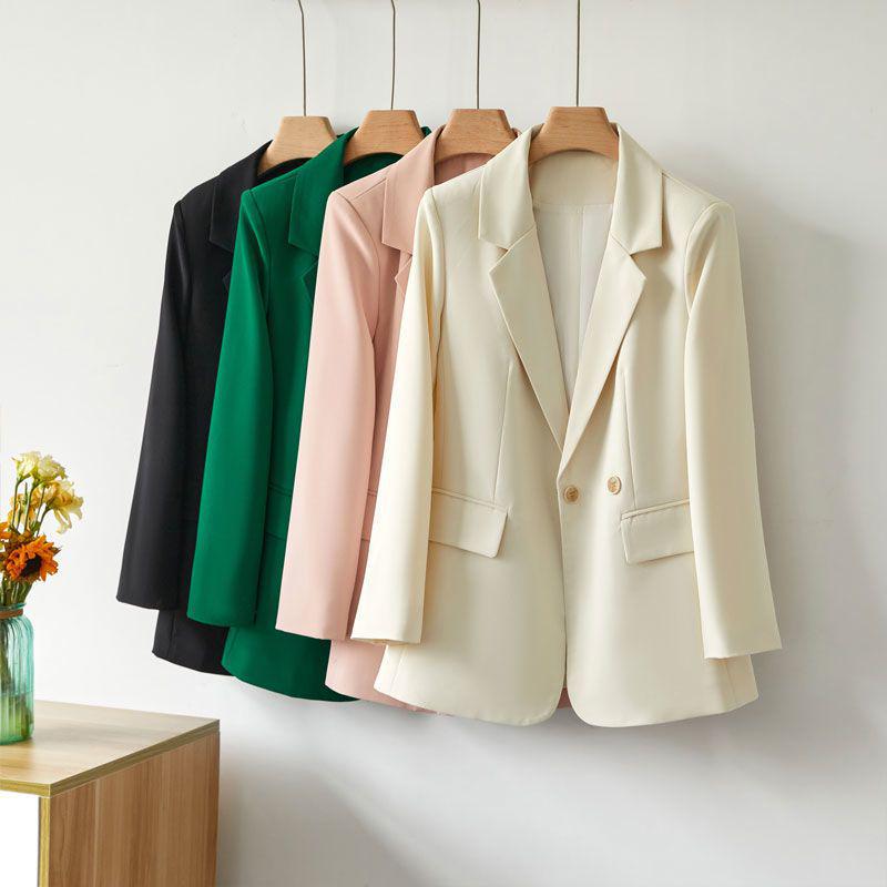 Dámské volné sako plus size - Korejský styl, Módní pro jaro/podzim 2025, Vhodné až do 105 kg