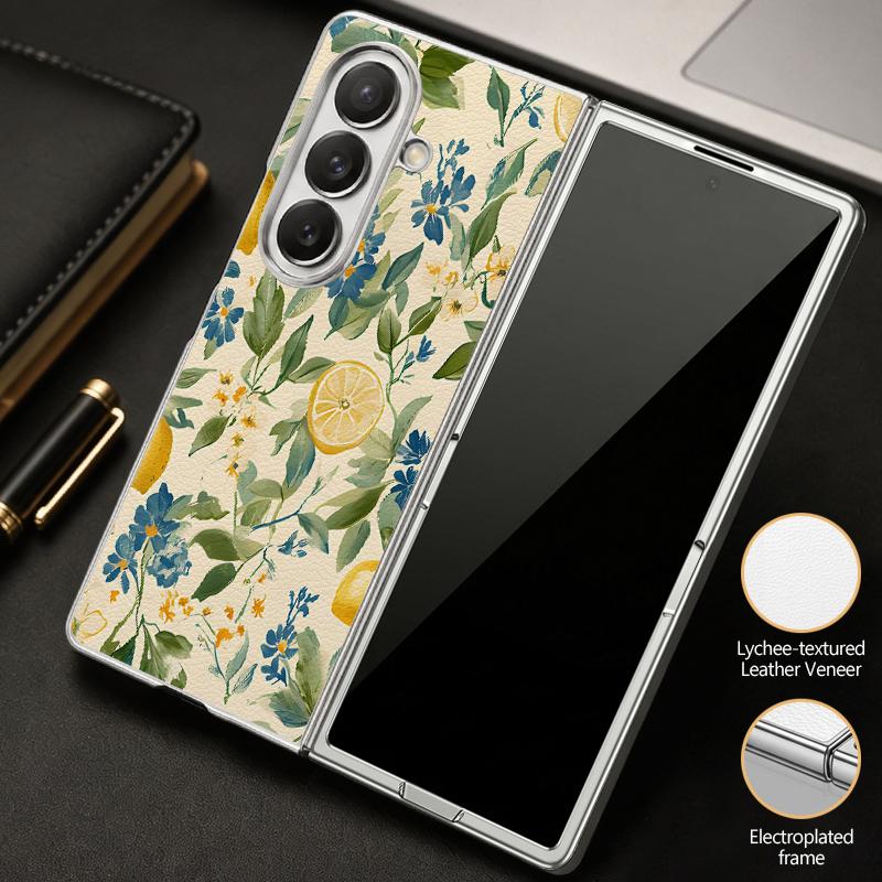 Pastoral Wildflower Case For Samsung Z Fold 8 Ultra 7 6 5 Hybrid 3in1 Leather Skin Plating Folding Phone Cover For Galaxy Z Fold8 Fold7 Fold6