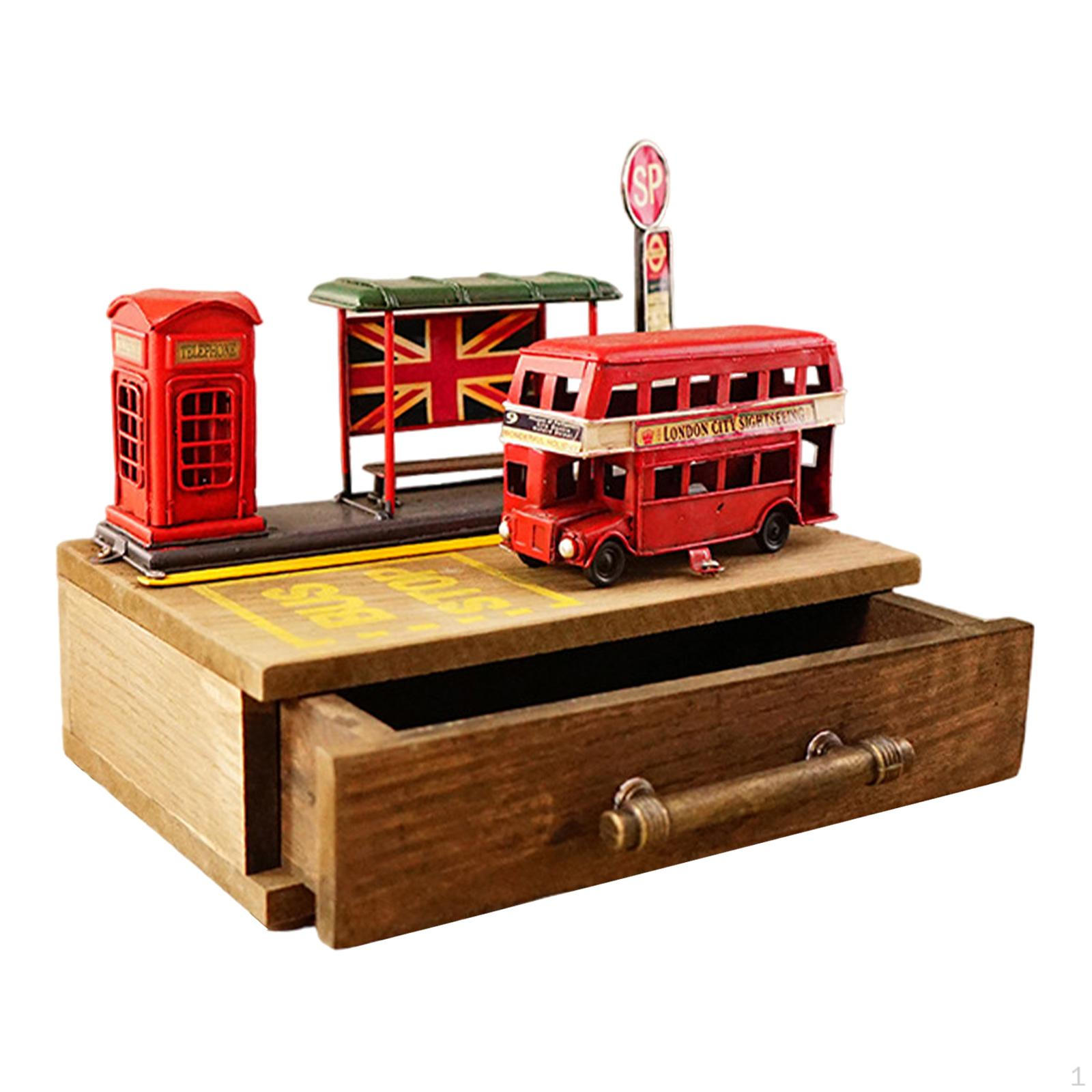 

Ящик для хранения туалетного столика, органайзер для косметики, деревянный ящик для стола в фермерском доме Double Decker Bus