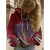JKASHDK Damenmode Lässig Blumenmuster Druck Langarm Kapuzenpullover & Sweatshirts