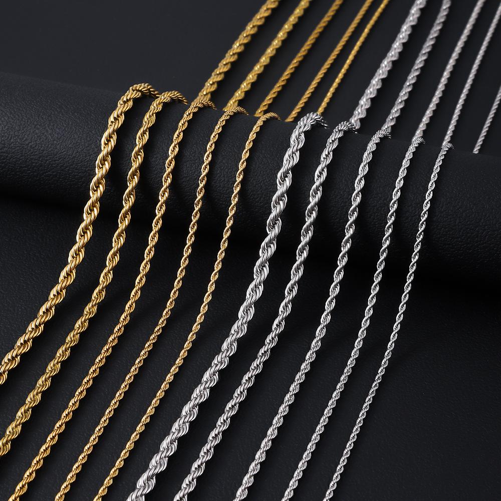 316L Stainless Steel Twisted Rope Chain Necklace For Men Jewelry Accessories Pendant Male 3MM/4MM/5MM Wide