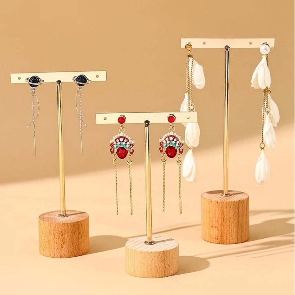 With Wooden Base Jewelry Display Rack T-Bar Jewelry Stand Holder  Earring
