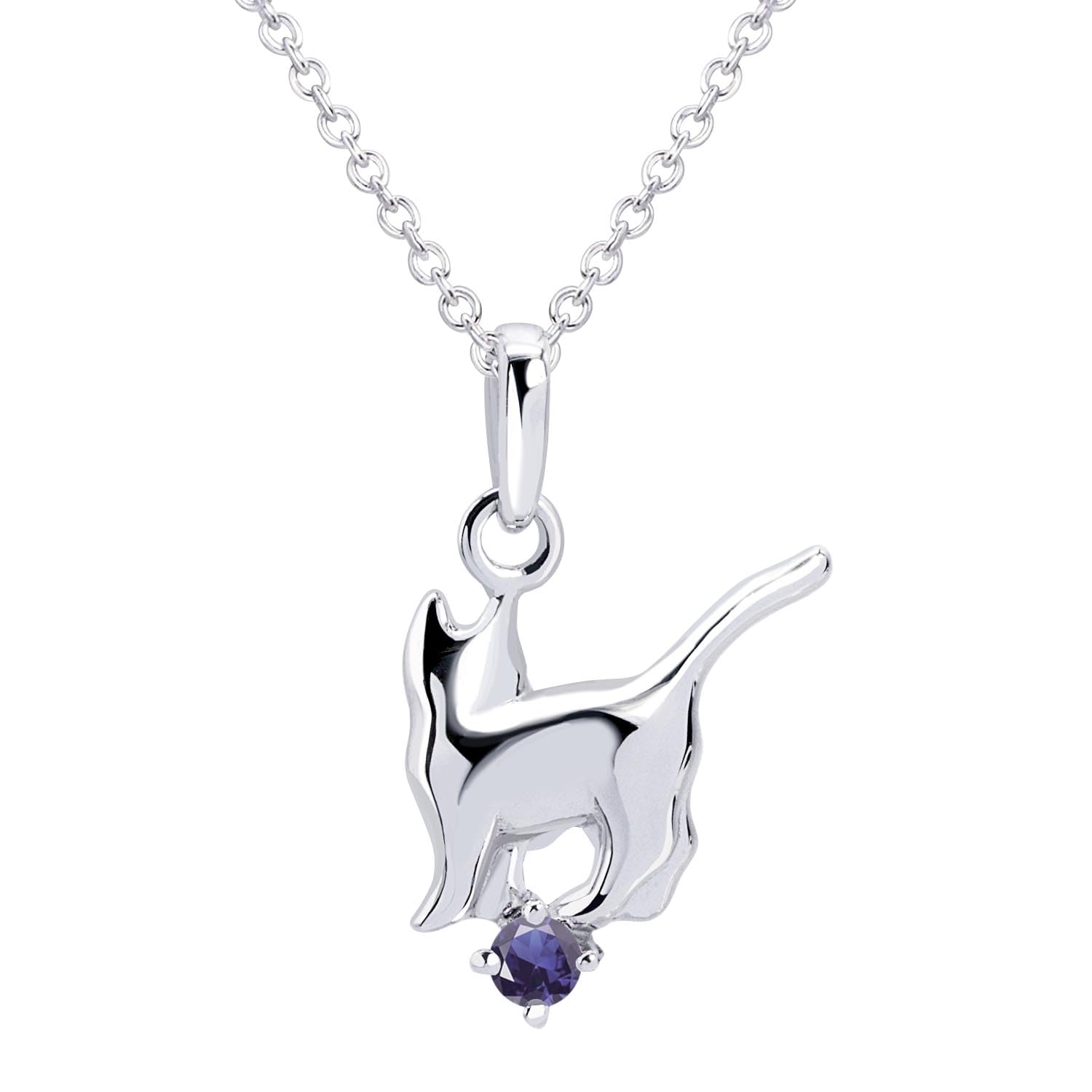 

Angel Cat Silver Necklace September Birthstone Sapphire [Sears] Women s s-171-09