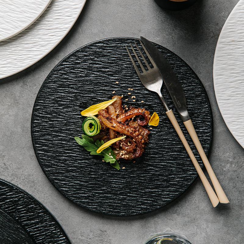 Ceramic Western Food Plate Barbecue steak plate Hotel commercial cake and dessert tray White Dim sum plate Circular flat dishes