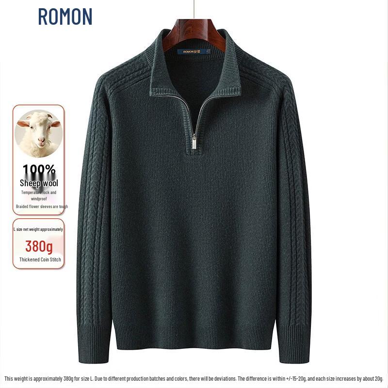 ROMON Men's Half-Zip Wool Blend Sweater