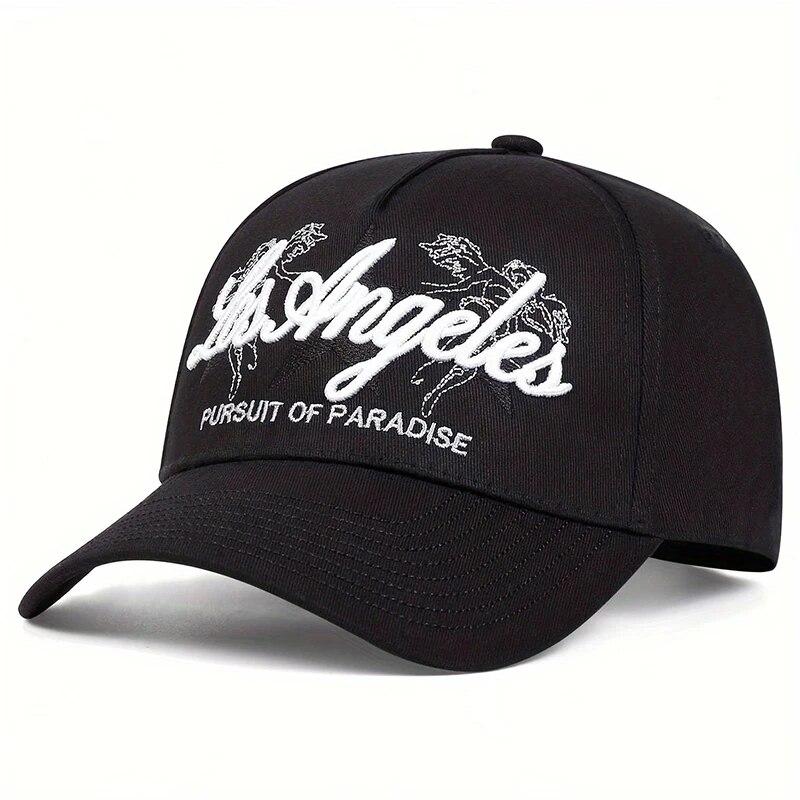 Unisex Los Angeles La Golfmütze Schwarz Wüstenblumen Erwachsene Hip-Hop-Kappen Outdoor-Sonnenhüte Verstellbare Baseballkappen black