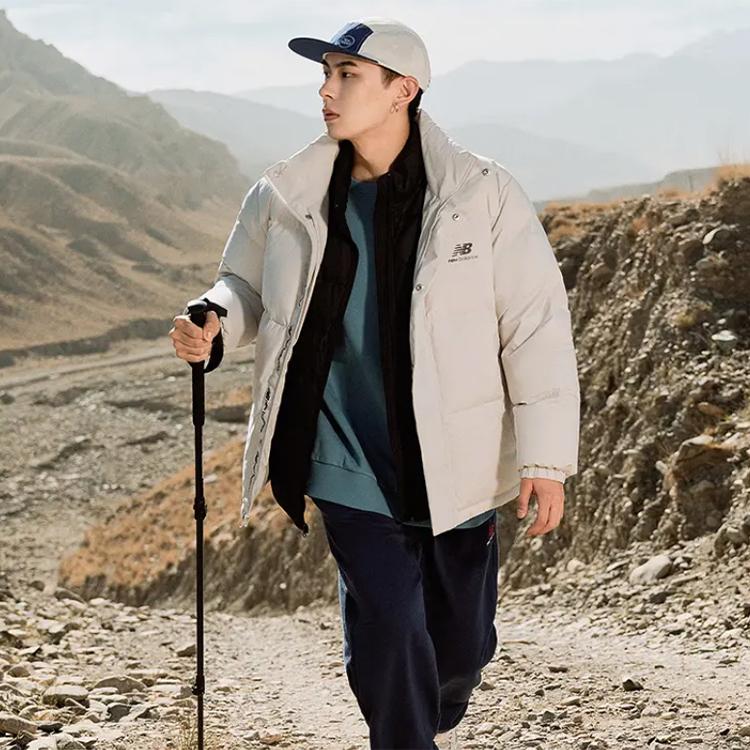 New Balance Down Jackets Men's White Stand Collar Moderate Other AMJ23345-GYM