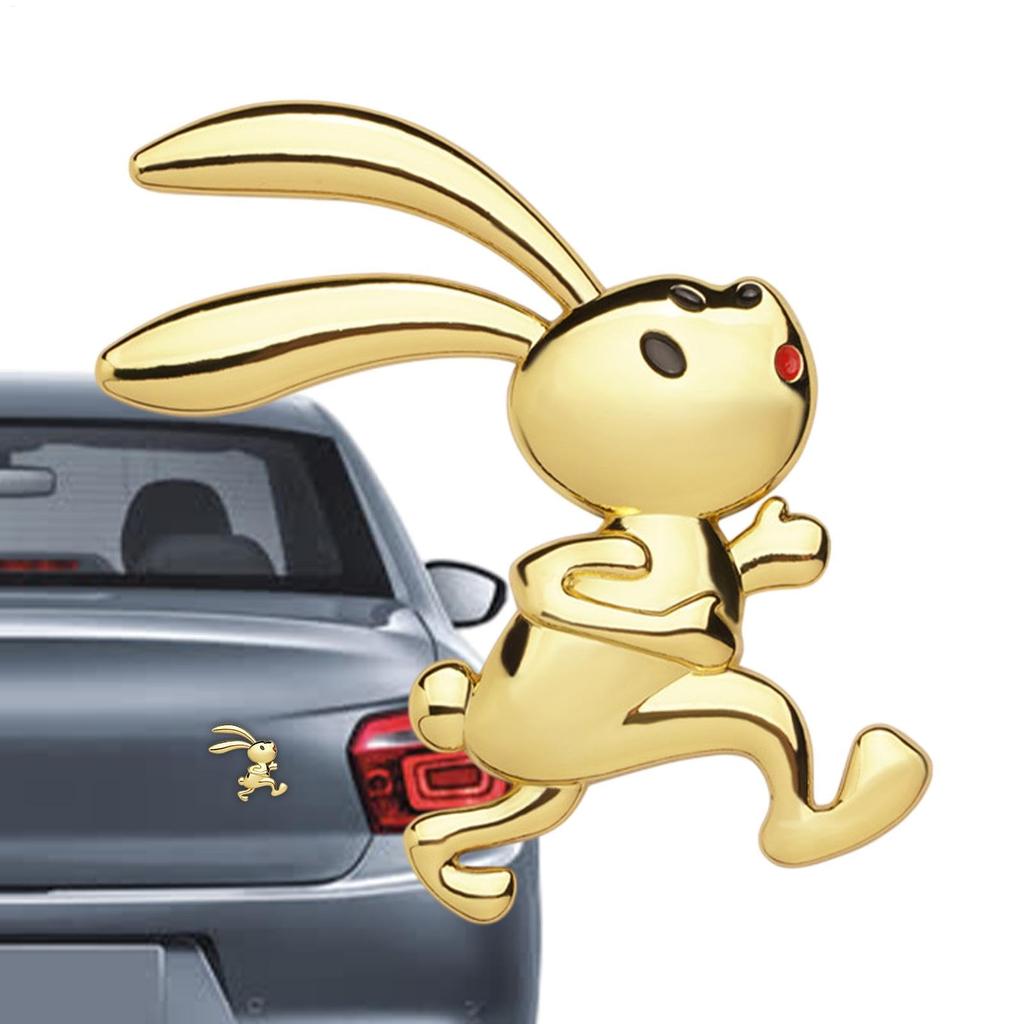 Metal Rabbit Emblem Decal, Carbony Bumper Sticker - Cute Animal Auto Window Adhesive Decor,