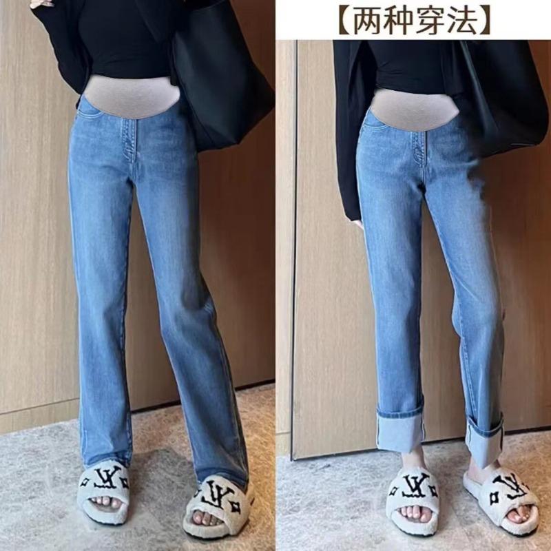 

Jeans Spring and Autumn New High Waist Slim Fit Retro Versatile Rolling Pipe Pants Fashion 2XL синий
