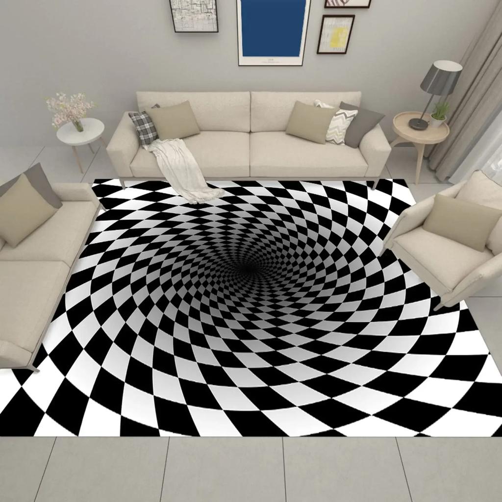3D Vortex Illusion Carpet for Bathroom Living Room Sofa Table Decor Rugs Hallway Balcony Floor Mat Anti-slip Entrance Door Mat