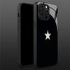 Black background white star glass phone case suitable for iPhone 17 16 15 14 13 12 11 Pro/Max/Plus anti drop and shockproof