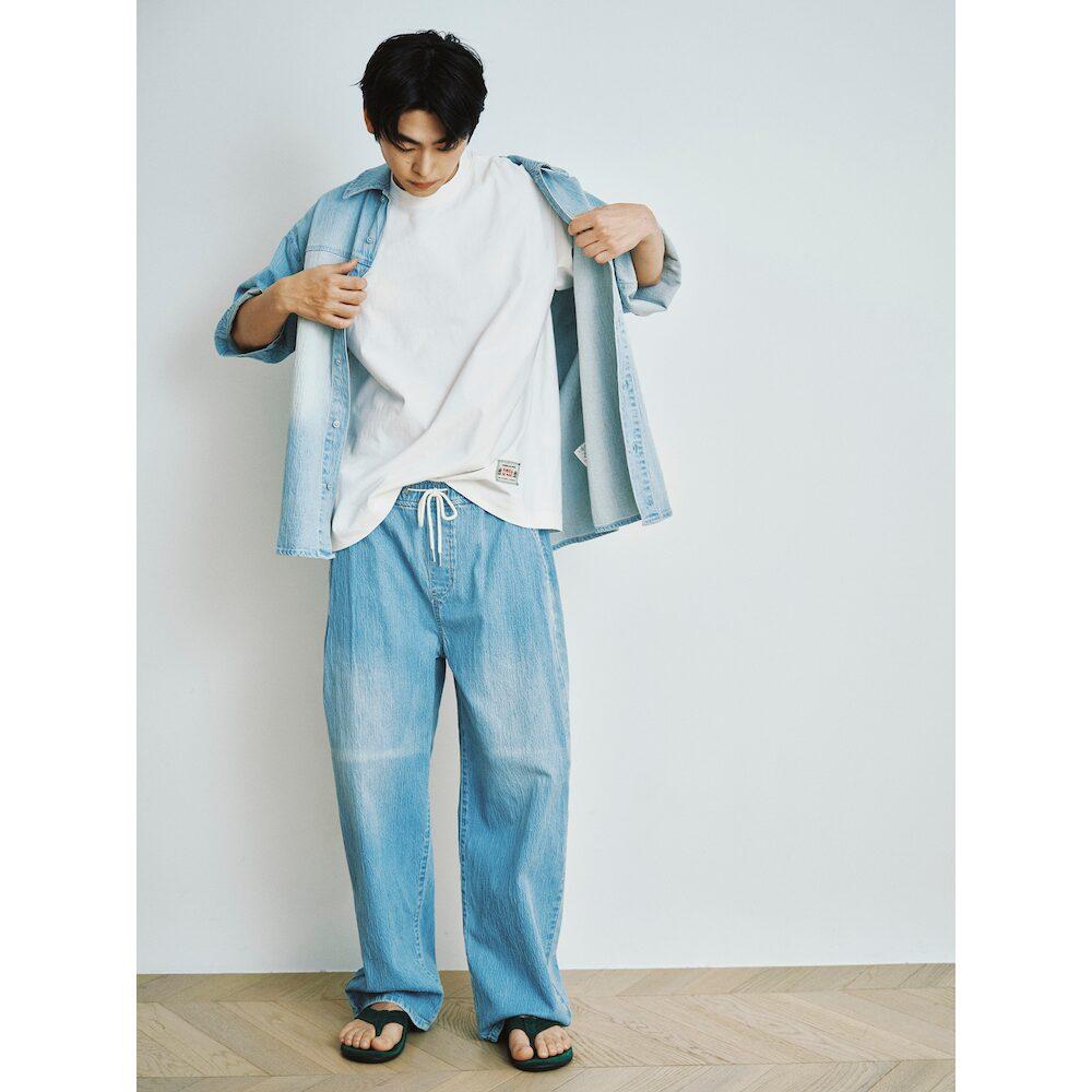 8seconds Textured Single-Pleat Full-Band Denim Pants Sky Blue