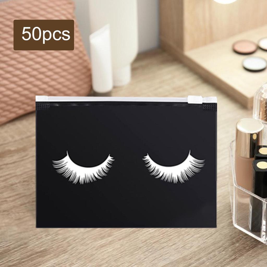 Stylish 50 Count Lash Bags Cute Eyelash Makeup Bags with Zipper
