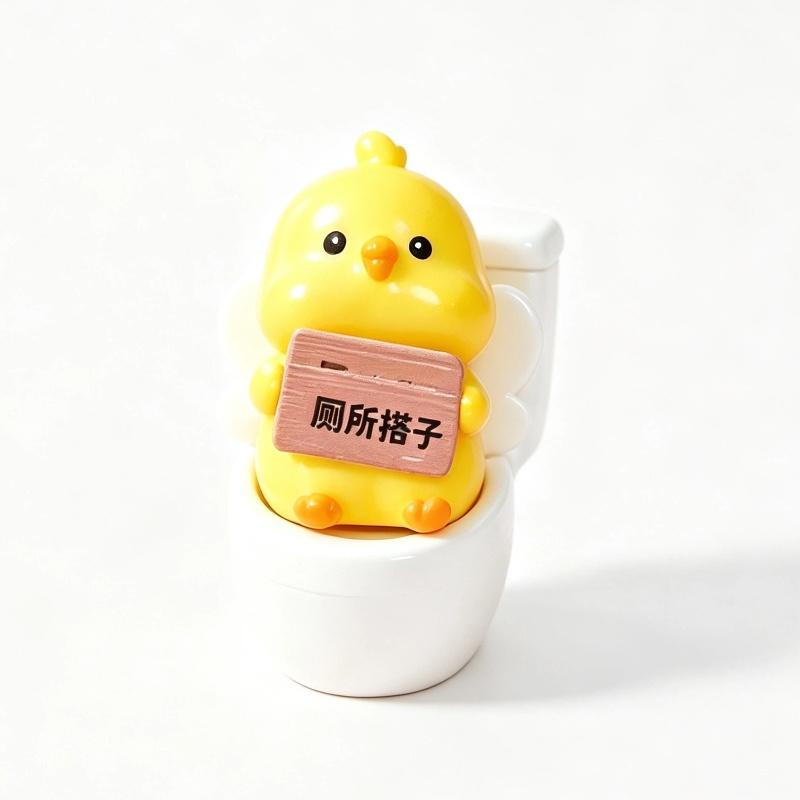 Creative Cartoon Animal Toilet Figurines Adorable Mini Waterproof Resin Decor for Bathroom Desktop Home Bedroom