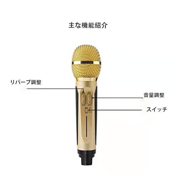 Bluetooth Kabelloses Karaoke-Mikrofon mit 2 tragbaren AUX-Anschlüssen für Heim-KTV Karaoke-Lautsprecher, (Gold)