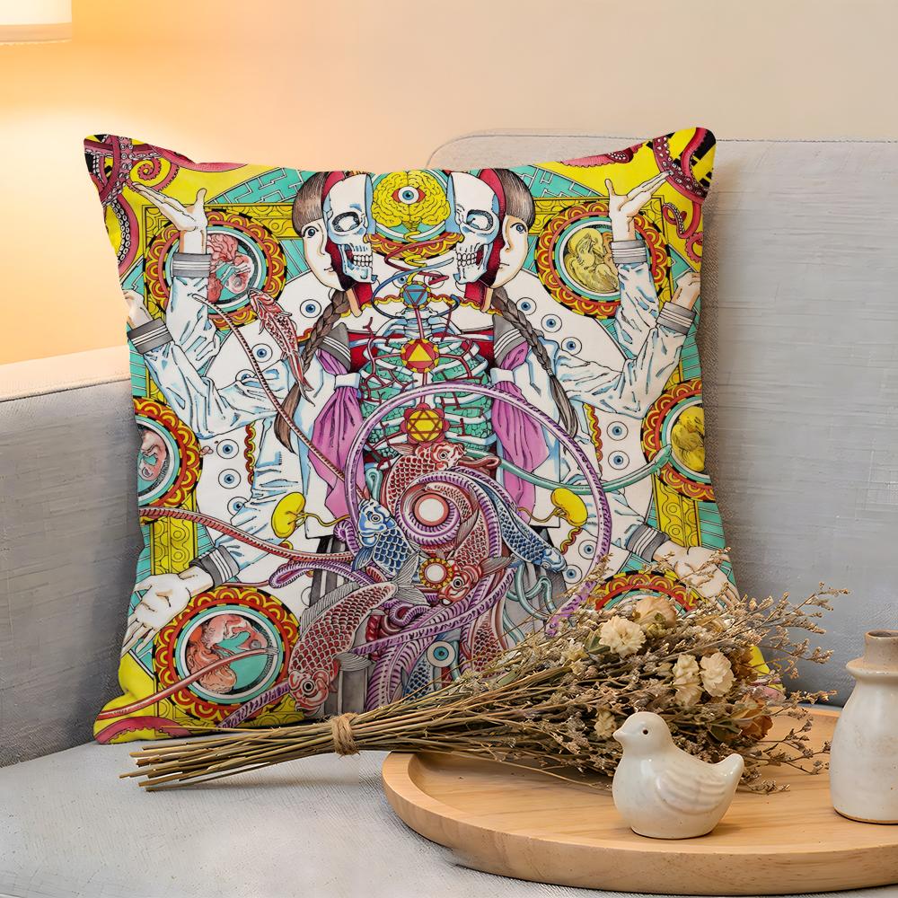 Cushion Cover  Linen  SkinFriendly Soft Decorative Case For Sofa Home Decor Funny SShintaro Kago Art Pillow Cover