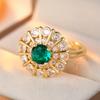 Gorgeous Inlaid White Green CZ Women's Ring Trendy Gold Color Hand Carving Daily Wear Party Jewelry Anniversary Gift